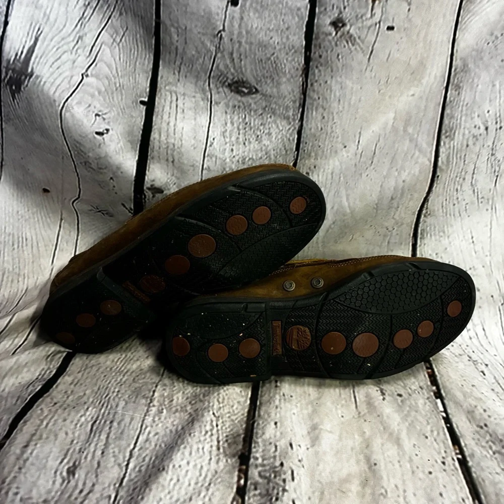 Timberland Brown Leather Slip On Preppy Loafer Nautical‎ Boat Shoe Casual Sz 8W
